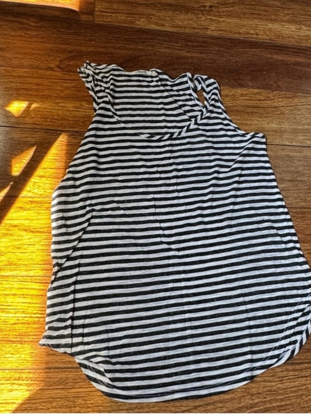 J Brand white and black striped tank top
